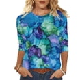 thumbnail image 2 of VBVC Women's 3/4 Sleeve Tie Dye Tops,Ladies Breathable Tunic T-Shirts,Spring Fall Basic Business Tees For Women,Multicolor,Size M, 2 of 6