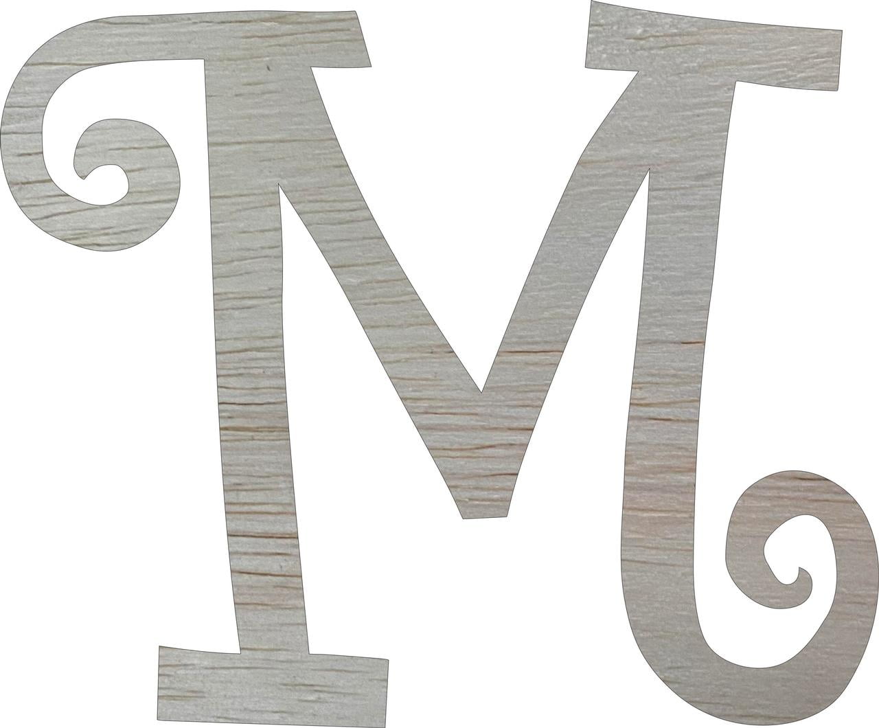 Unfinished Wood Letter "M" - 8 Inch Blank MDF Cutout, Curlz Font, For Crafts & Monogram Decor