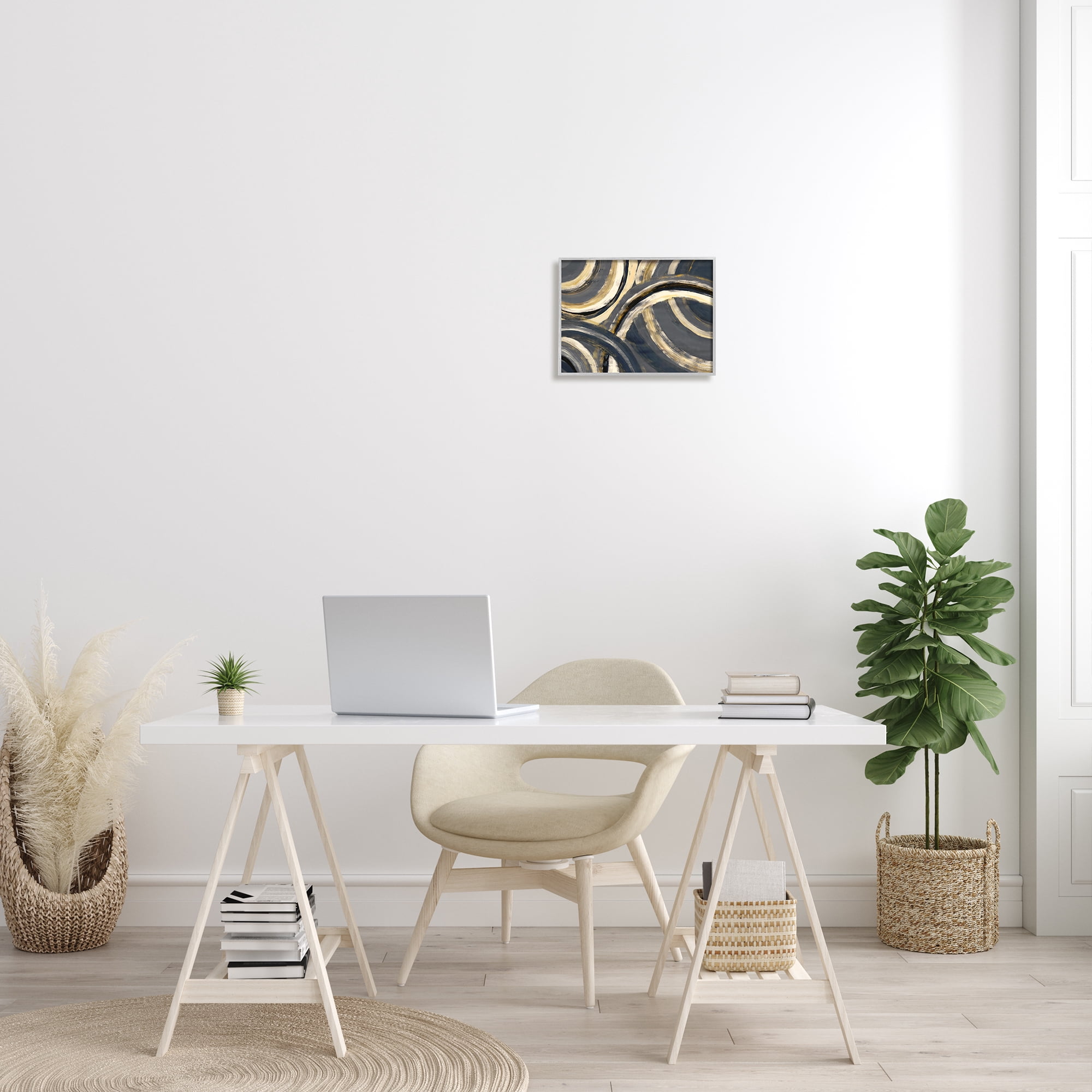Stupell Home Décor Industries Abstract Developing Rings Grey Gold Encasing Arches, 11 x 14, Designed by Doris Charest