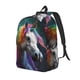 thumbnail image 1 of Disketp Colorful Haired White Horse Mochila de Lona Estampada, Mochila Escolar de Viaje Ligera para Estudiantes y Portátil-Small, 1 of 5
