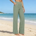 thumbnail image 2 of JJHGVB Linen Pants for Women Flowy Palazzo Pants for Women Side Snap Button Sweatpants Loose Yoga Trousers Pants Straight Leg Trousers Resort Wear for Women 2026 Elastic Waist Mint Green 2XL, 2 of 8