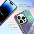thumbnail image 3 of Laser Case Designed for iPhone 14 Pro Max Compatible with Magsafe Fluorescent Iridescent Transparent Phone Case for Women Men Soft TPU Bumper Hard Back Shockproof Protective Cover-Clear/Black, 3 of 6