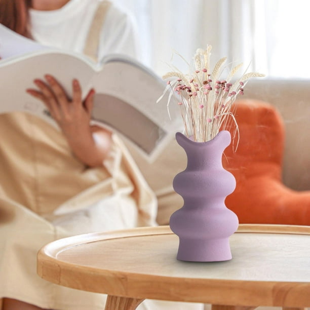 Jarrón de arte simple,Floreros de cerámica para la decoración del hogar flores modernas,centros de mesa arte decorativo flor florero,Decoración de la mesa de la sala de estar Violeta 16cm BLESIY Jarrón de arte simple