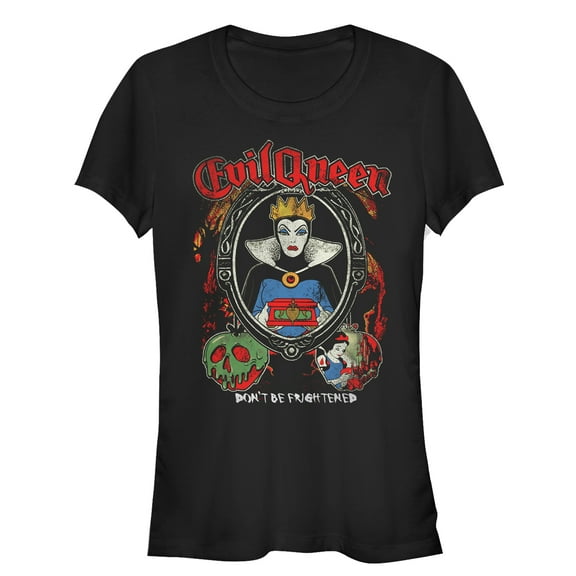 Junior's Snow White and the Seven Dwarfs Evil Queen Frighten  Graphic Tee Black 2X Large
