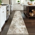 thumbnail image 2 of iOhouze Hallway Runner Rugs 2x12 Abstract Washable Runners Non Slip Kitchen Runner Low Pile Soft Printed Faux Wool Abstract Floor Runner for Indoor Bedroom Entryway Laundry Room, Beige Brown, 2 of 8