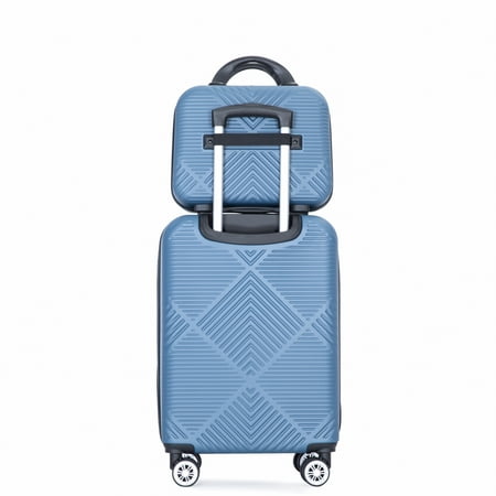 Tripcomp Luggage Sets 4 Piece Suitcase Set (14/20/24/28)Hardside Suitcase with Spinner Wheels Lightweight Carry on Luggage(Blue)