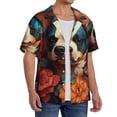 thumbnail image 2 of Pofeuu Vintage Colorful Flower French Bulldog Print Mens Casual Short Sleeve Shirts Beach Summer Spread Collar Pocket Tops Men's Casual Short-sleeved Shirt-4X-Large, 2 of 5