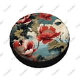 thumbnail image 5 of Blooming Peonies With Leaves Pattern Polyester Universal Spare Wheel Tire Cover Wheel Covers for Trailer RV SUV Truck Camper, 5 of 5