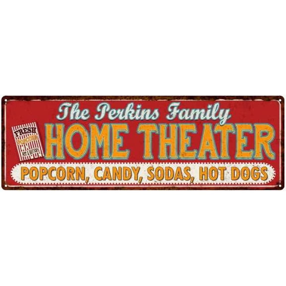 The PERKINS Family Home Theater Sign Gift 6x18 Metal Movies Decor 206180100212