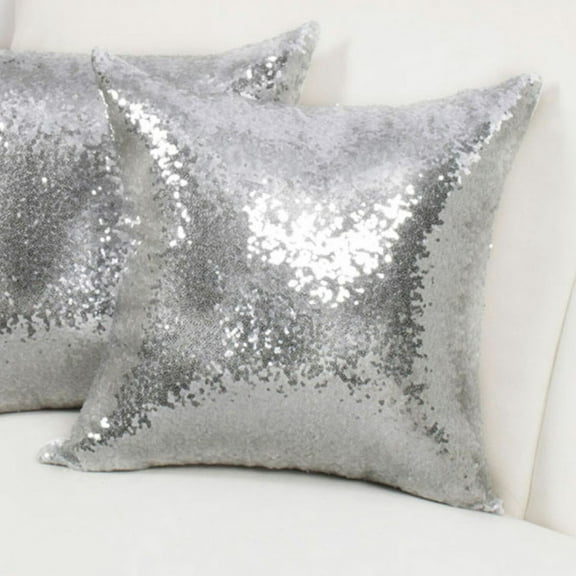 PiccoCasa 18"x18" Shiny Sequin Throw Pillow Covers Decorative Pillowcase, Silver 1