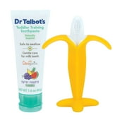 Dr. Talbot's Toddler Training Toothbrush and Natural Kids Toothpaste with Citroganix - 1.6 oz - Fluoride-Free Toothpaste and Toddler Toothbrush - 6+ Months - Banana