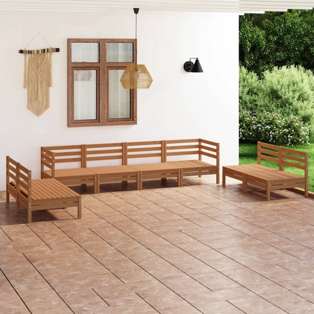 vidaXL Ensemble de Salon de Jardin 8 Pcs Miel Brun Pin Massif