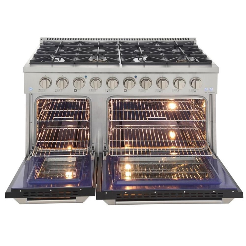 Pemberly Row 48" Stainless Steel Propane Gas Range in Silver/Black