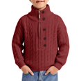 thumbnail image 3 of AUDeals Boys Girls Cable Knit Quarter Zip Sweater Mock Neck Button Pullover Knitted Sweater Toddler Baby Kids Casual Outerwear Tops (Red, 9-10 Years), 3 of 5