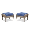 thumbnail image 6 of Arnahaishe Outdoor Ottoman Set of 2, All-Weather Wicker Patio Rattan Seat Foot Rest with Removable Cushions, Blue, 6 of 7
