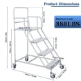 thumbnail image 2 of Yaionm 4 Step Heavy Duty Rolling Ladder 880LBS, Climbing Stair Ladder with Locking Casters, Textured Non-Slip Steps, Ergonomic Top Rail, for Warehouse, 24 x 39 x 59 Inch, 2 of 10