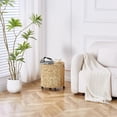 thumbnail image 6 of Wimarsbon Vintage Storage Basket, Multipurpose Rolling Hamper With Brakable Wheels and Lid, Braid Laundry Bin, Handwave Clothes Toy Organizer Tote for Living Room, 6 of 7