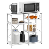 Kitchen Bakers Rack with Storage Stand for Kitchen, Kitchen Microwave Baker's Rack, 35.4 inches Free Standing Utility Storage Shelf, Microwave Oven Stand Shelf for Spice Rack Organizer,White