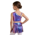 thumbnail image 6 of iiniim Girls Metallic Ballroom Latin Dance Dress Tassel Crop Top and Fringe Skirted Shorts 2 Piece Outfit Blue 12, 6 of 7