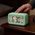 thumbnail image 2 of REGALWOVEN Small Digital Alarm Clock for Bedroom, Alarm Clocks with Big Numbers Display, Temperature, Snooze, 12/24H for Deep Sleepers Green, 2 of 6