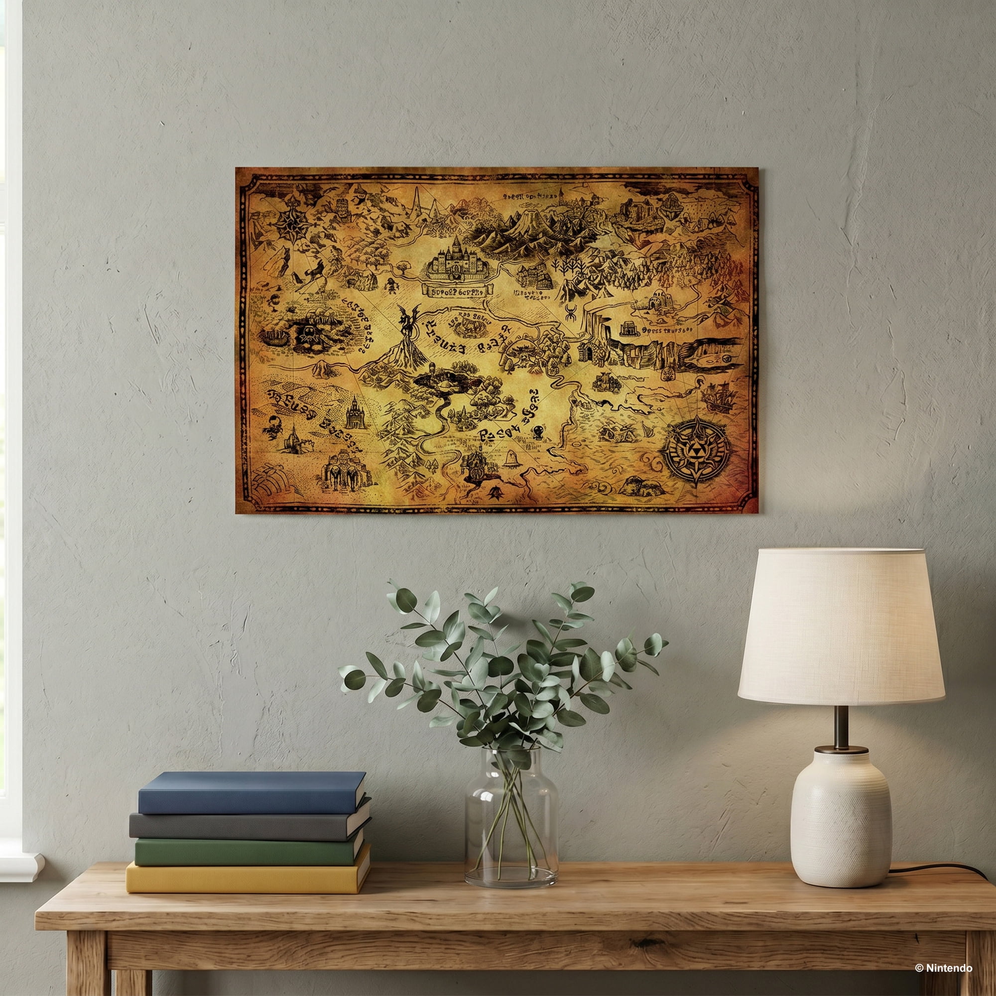 Pyramid America: The Legend of Zelda: Hyrule Map - 11x17 Poster Print - Video Game World View Artwork, Licensed Nintendo Wall Decor, Fan Collectible