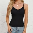 thumbnail image 5 of Besolor Womens Ribbed Cami Tops V Neck Lace Spaghetti Strap Camisole Casual Slim Summer Going out Party Tees Undershirt, 5 of 6