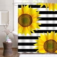 thumbnail image 2 of 72"x72" Shower Curtain Waterproof Home Decor Brown Bright Sunflowers Striped Black and White Pattern Orange Sun Beautiful Picture Print Polyester Fabric Adjustable Hook Set, 2 of 5