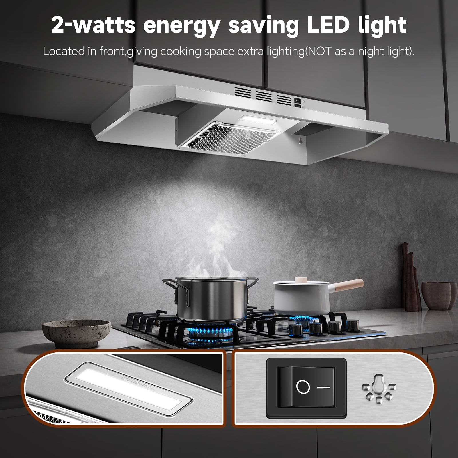 Joeaonz 36-inch Range Hood with LED Light & Stainless Steel Filters