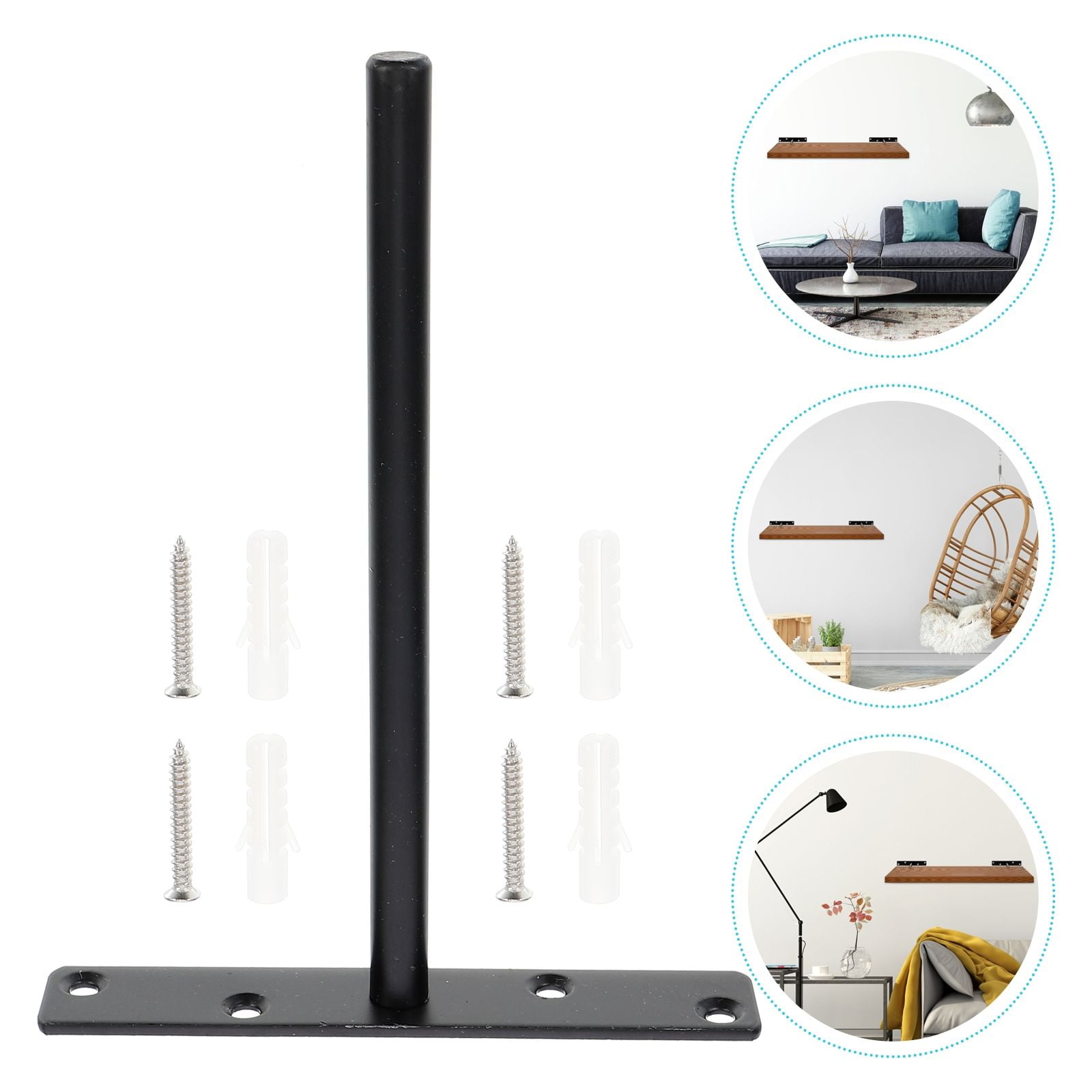 Raindrops 4-Pack Heavy Duty Wall Shelf Brackets 15x15x2.5cm Black Metal Stand Shelves Support Hardware