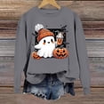 thumbnail image 2 of Halloween Sweatshirt for Women Hoodless Sweatshirt Oversized Crewneck Long Sleeve Pullover for Women Cozy Sweatshirt Grey XXL, 2 of 4