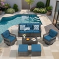 thumbnail image 5 of Yalissey 6PCS Outdoor Swivel Gliders Set with Ottoman HDPE Table, 360-Degree Swivel Rocker Lounge Chair,Wicker Bistro Furniture Set(Beige,Brown Rattan), 5 of 6