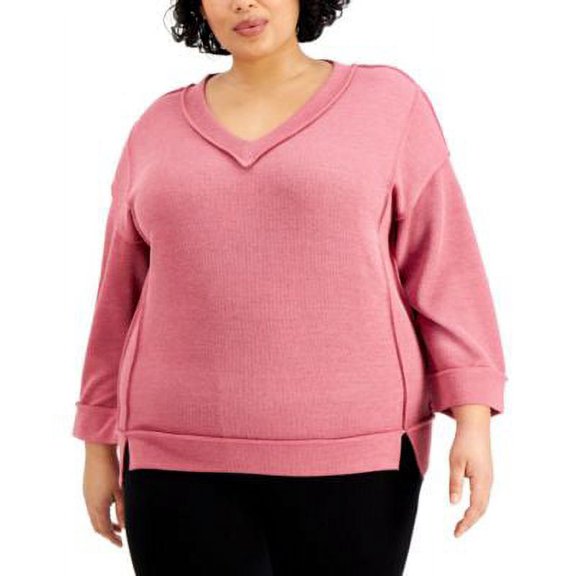 MSRP $39 Kiss & Tell Trendy Plus Size Exposed-Seam Top Pink Size 1X