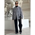 thumbnail image 3 of Abrigos de lana para mujer, Chaqueta corta holgada e informal, con doble botonadura y cuello levantado, para oficina, otoño e invierno, 2024, 3 of 5