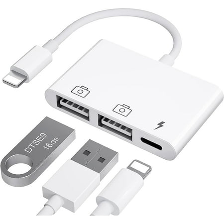 iPad to USB Adapter, USB for iPad, iPhone to USB Adapter Compatible iPhone/iPad,Plug N Play,Compatible with USB Flash Drive.Support iOS 16.