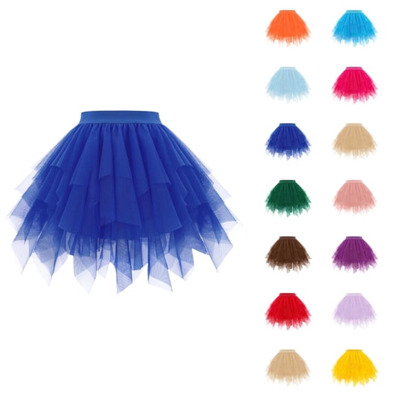 Tulle Skirts for Women High Waisted Irregular Mesh Layered A Line Mini Tutu Skirt Elegant Puffy Fairy Skirts