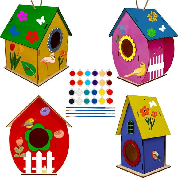 Kids Craft Bird House, Kids DIY Bird House with 3 Bird House Paint It Yourself for Kids Crafts 8 Years Old, Girl Game 10 Years Old 6 Years Old