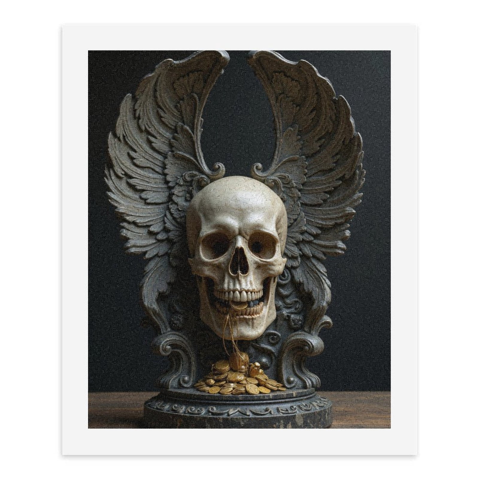 Paint By Numbers Kit for Adults Beginner - DIY Skull Wings Coins Sculpture Art Canvas Painting Kits for Adults, Frameless Paint By Number for Adults for Home Wall Decor 16x20 Inch