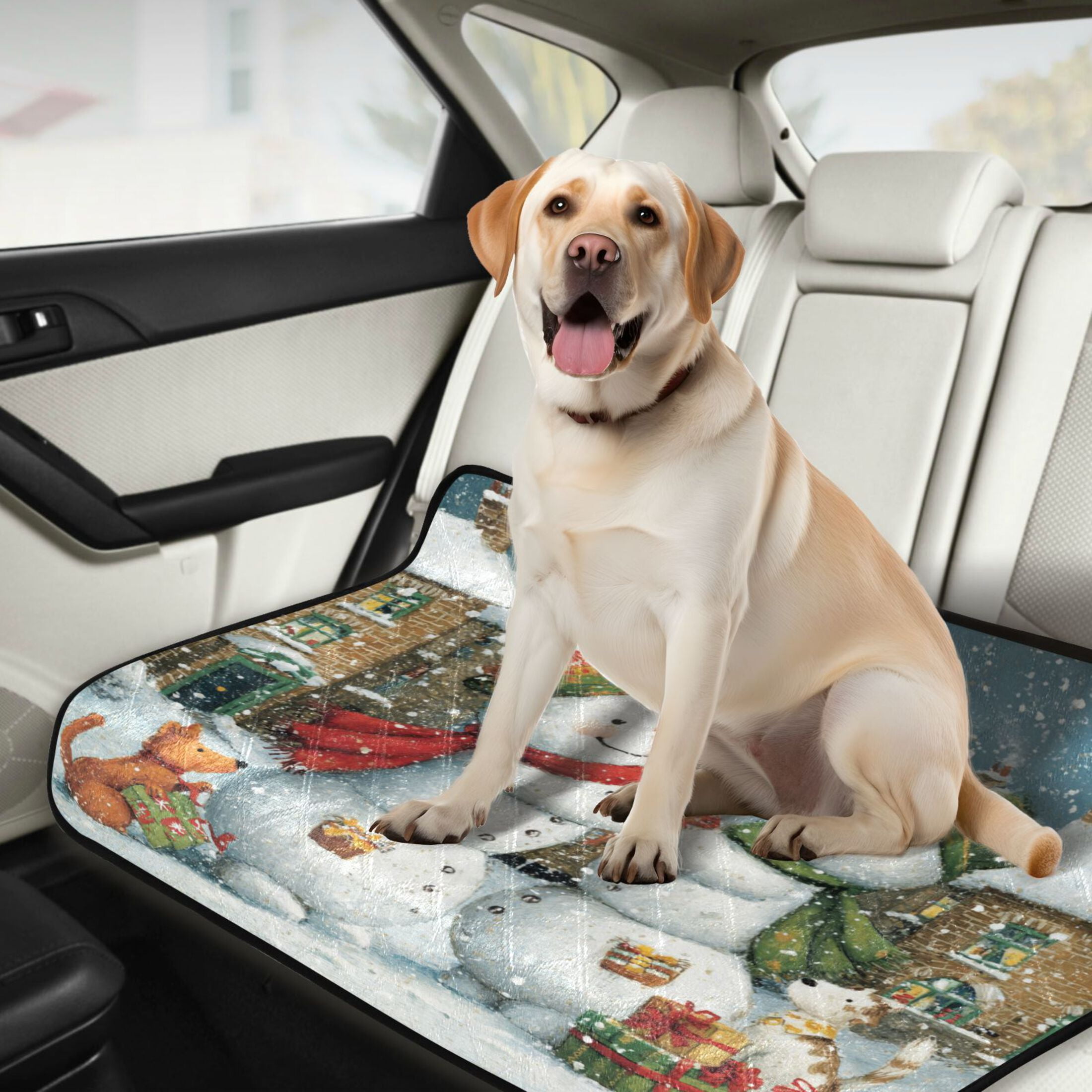 Qxltty Hugging Snowmen Cat litter Pads Pet Set of 2 Diaper Mats Center Anti-leakage Layer Absorbent Soft and Comfortable