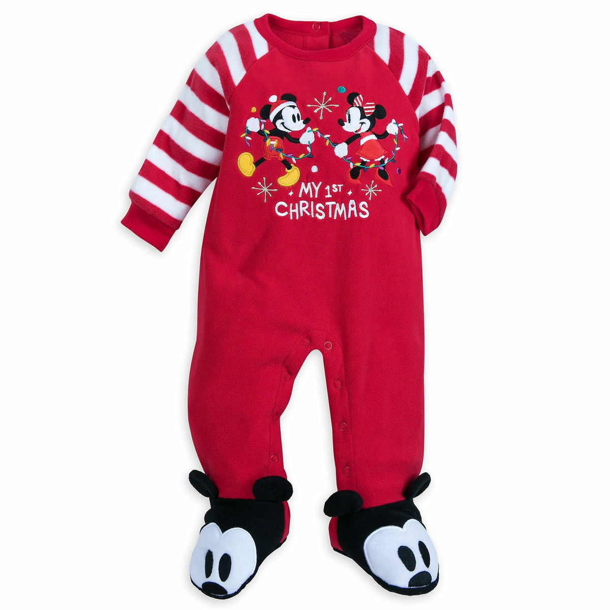 Disney Store Mickey Minnie My First Christmas Boy Girl Footed Pajama 18