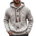 thumbnail image 1 of RXMEKW Knit Cardigan Sweater Jacket for Men with Hood and Button Front in Gray Size L, 1 of 7