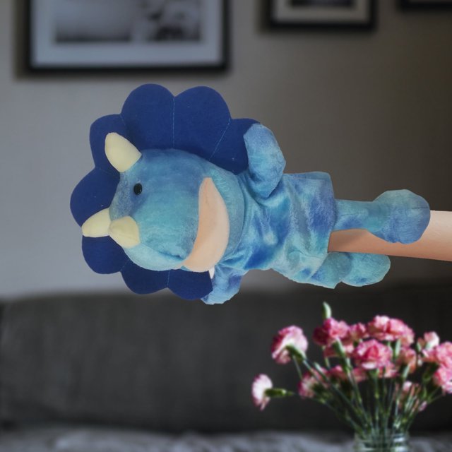 VISALY - Marionetas de mano de dinosaurio de peluche con boca abierta y móvil para juegos de rol, regalo para niños