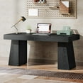 thumbnail image 5 of Tribesigns 55" Home Office Desk, Mid-Century Modern Executive Desk, Wood Computer Desk, Black, 5 of 7