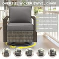 thumbnail image 3 of Planntonneo Classic Swivel Glider Chair Set of 2, Patio Cushioned Lounge Swivel Rocker for Balcony Yard, Grey Wicker and Grey Cushions, 3 of 7