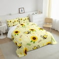thumbnail image 3 of Manfei Yellow Cartoon Bee Bedding Full Comforter Set, Vibrant Sunflower Down Comforter, Rutsic Animal Reversible Duvet Insert, Microfiber Room Decoration, 3 Pieces, 3 of 8