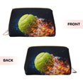 thumbnail image 3 of Picia Tennis Ball In Fire1 Print Leather Makeup Bag Make Up Bag Travel Toiletry Bag for Her Girlfriend Teacher Teen Girl Gifts, 3 of 8