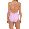 thumbnail image 3 of No Boundaries Juniors Solid Crossback Ruffle One Piece Swimsuit, 3 of 4