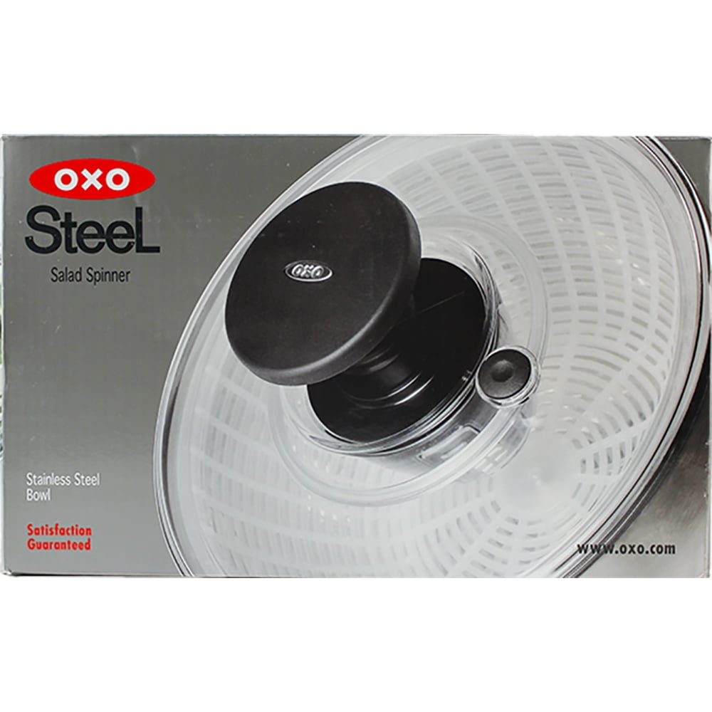 OXO Large Stainless Steel Non-Slip Salad Spinner with Clear
