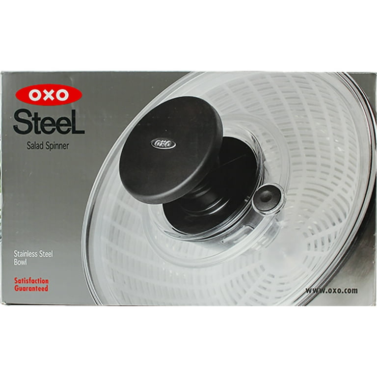 OXO Large Stainless Steel Non-Slip Salad Spinner with Clear