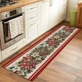thumbnail image 3 of Christmas Poinsettia Kitchen Runner Rug 2x6 Washable Runners for Hallway Non Slip Winter Xmas Berry Leaf on Linen Large Area Rug Indoor Floor Carpet for Bathroom Laundry Entryway Bedroom Living Room, 3 of 8