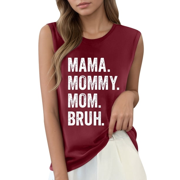 Camiseta sin mangas con estampado de letras para mujer: camiseta informal de verano con diseño moderno, versátil con vaqueros, fácil de cuidar